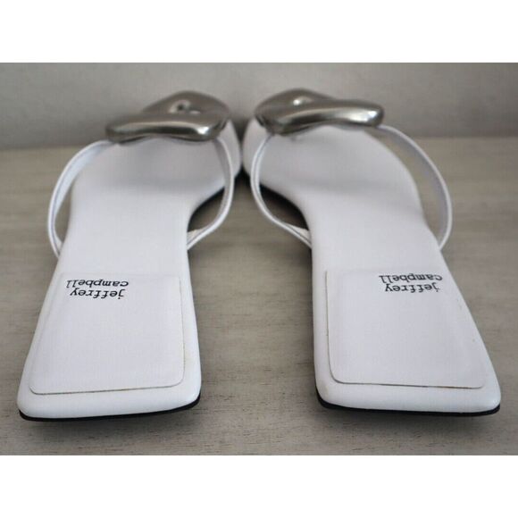 Jeffrey Campbell Women's Sz 8.5M White/Silver Linques-2 Flip Flop Sandals - Picture 3 of 13